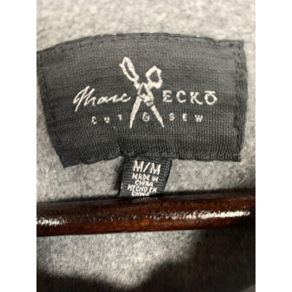 Marc Ecko Cut & Sew Hoodie Mens Medium Gray Full Zip Heathered Pockets Logo - Picture 6 of 14